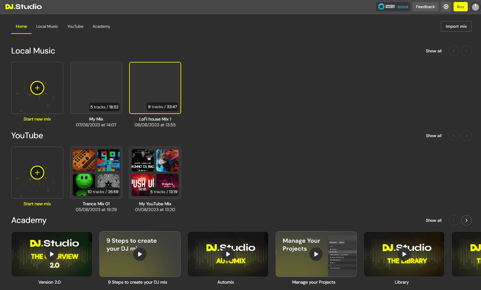 DJ.Studio Project Dashboard