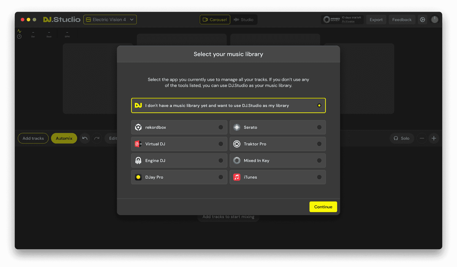 dj studio library connections 