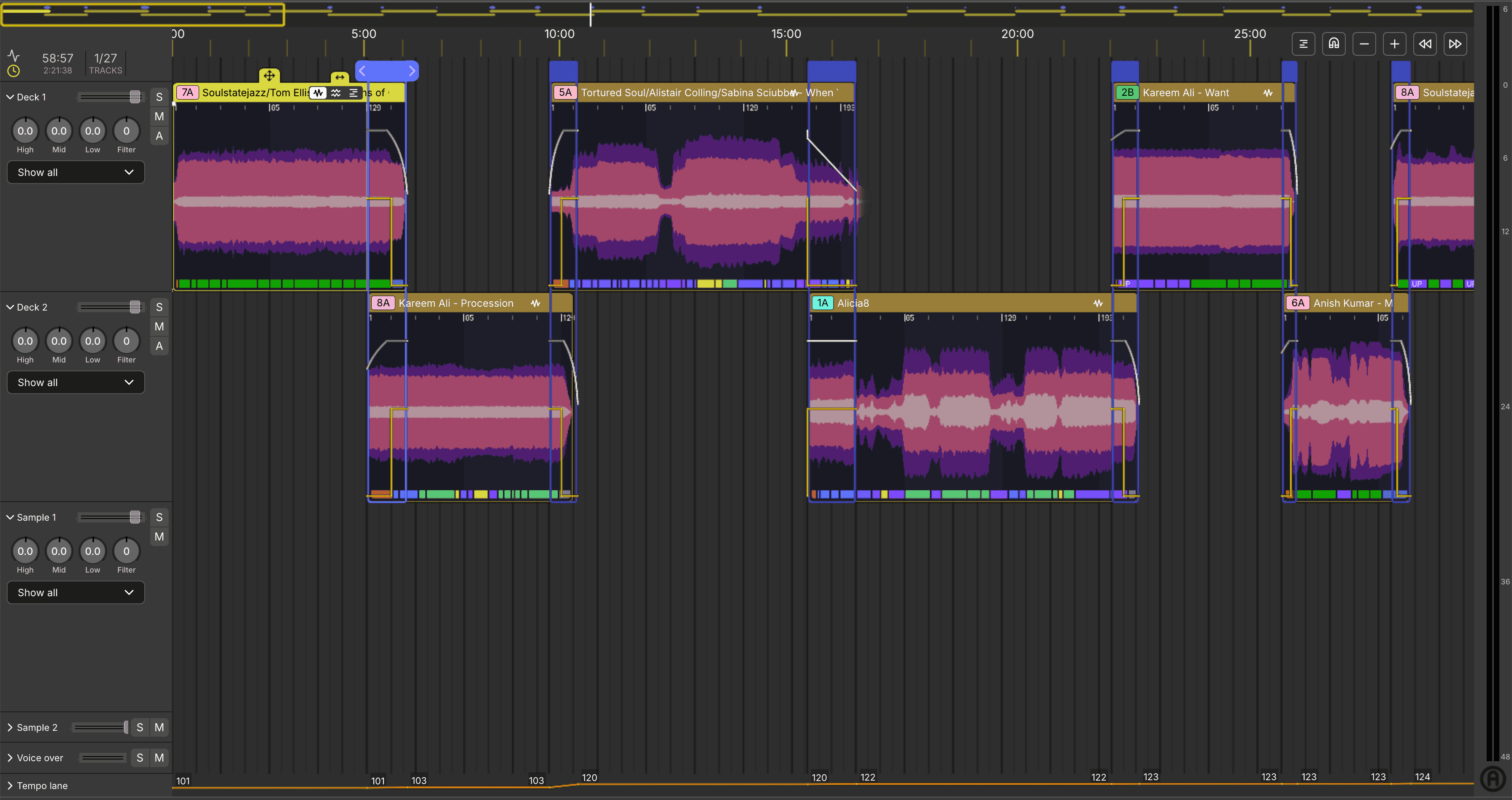 Timeline mixing