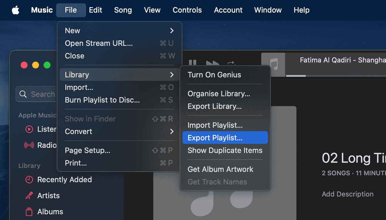 exporting itunes playlist