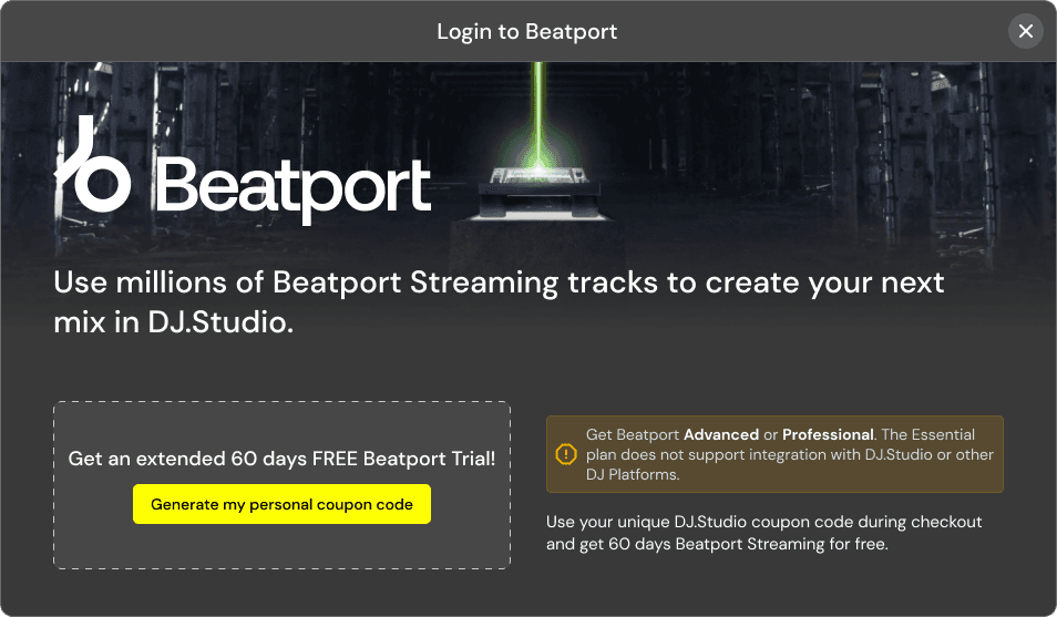 Beatport Streaming Trial coupon